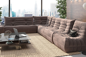 Модульный вакуумный диван ДеФранс коричневого цвета для большой гостиной